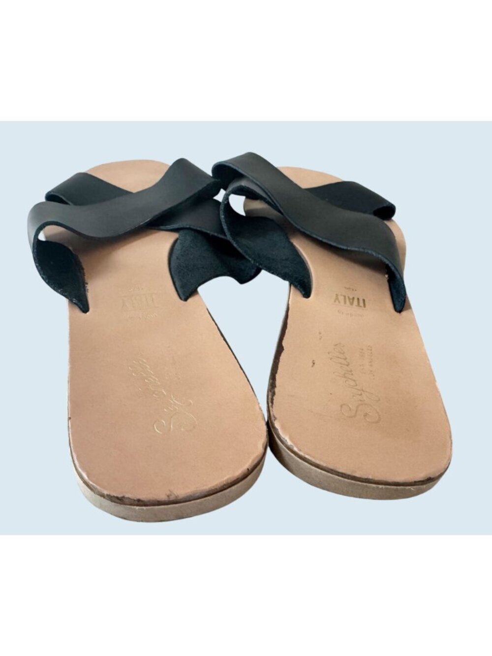SEYCHELLES Total Relaxation Black Criss Cross Slide Sandals Size 10 - Picture 6 of 8